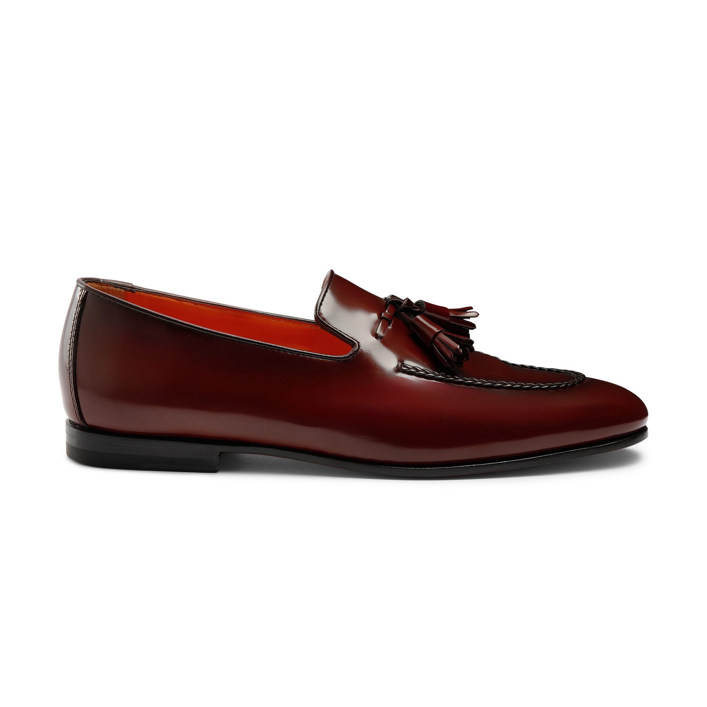 Men's burgundy leather tassel loafer - 1