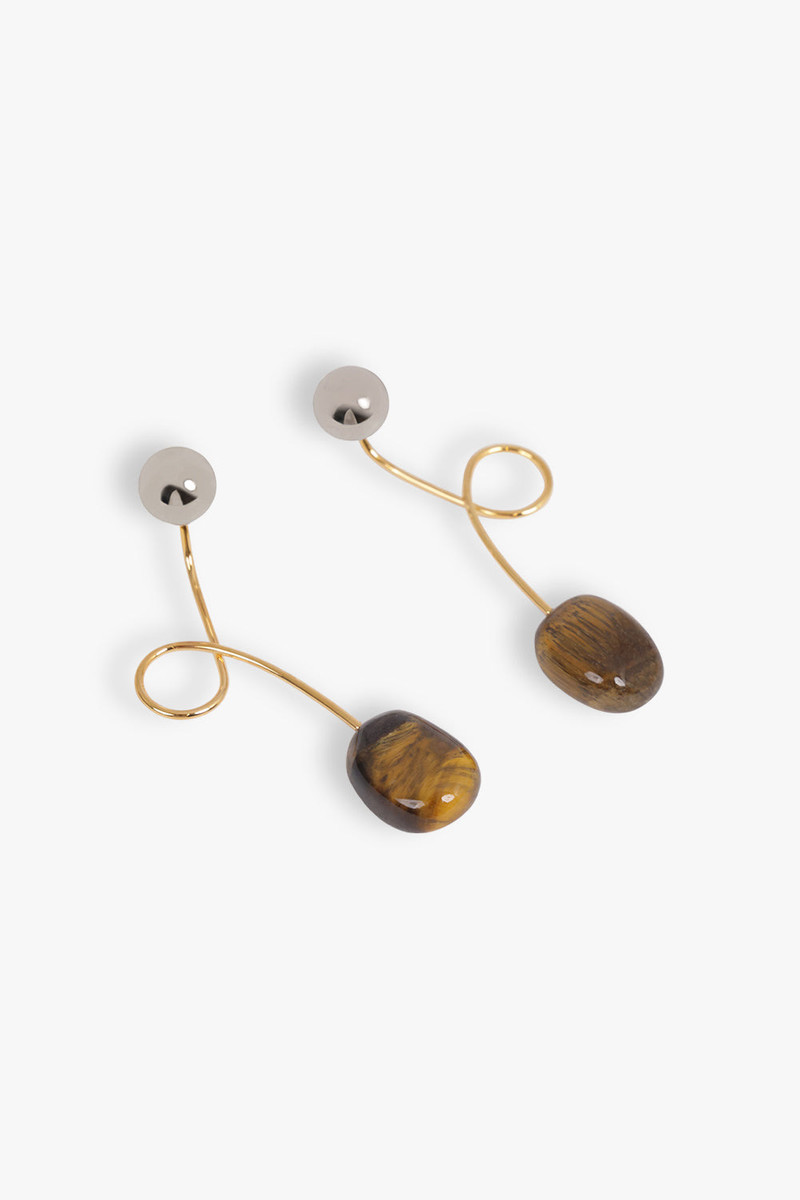 Dries Van Noten SWIRL STONE DROP EARRINGS | TIGER-EYE outlook