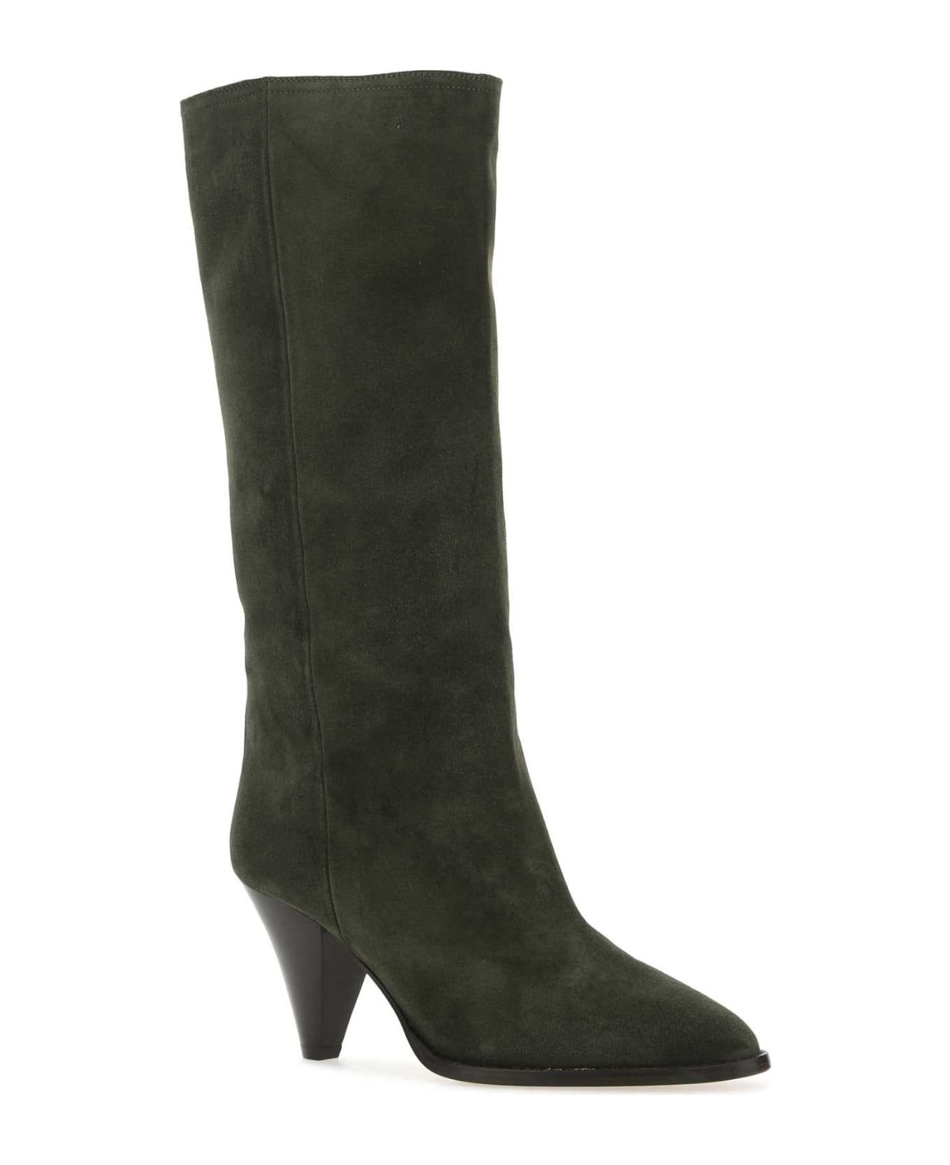 Dark Green Suede Lispa Boots - 2