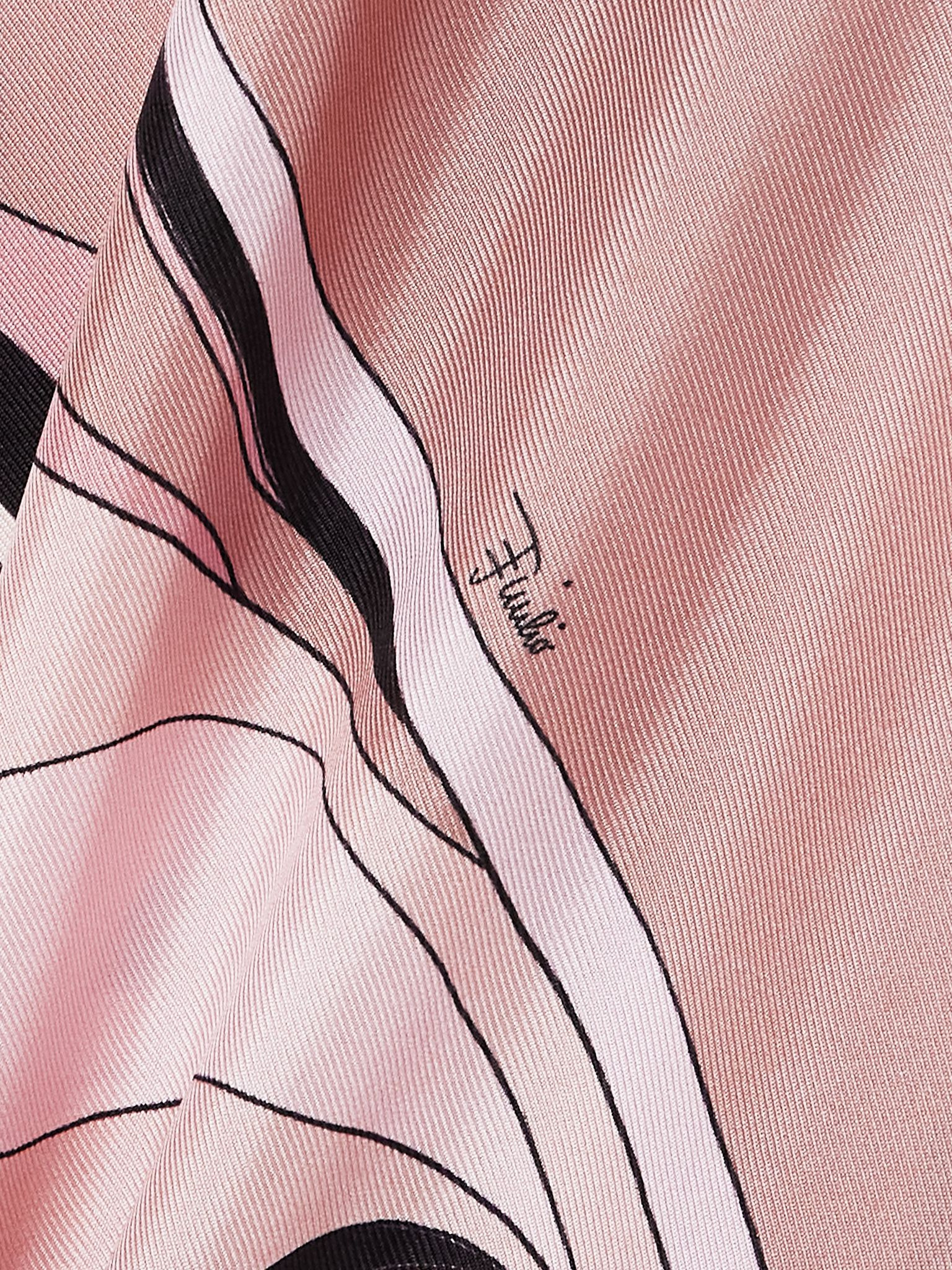 Printed silk-twill wide-leg pants Pink - 4