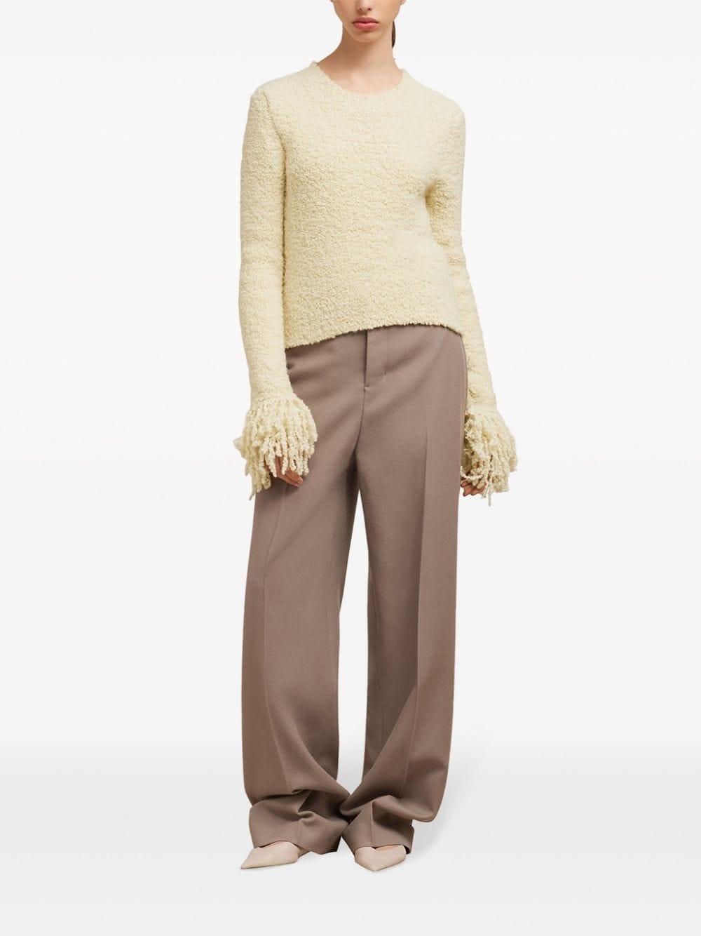 fringed-trim cropped jumper - 2