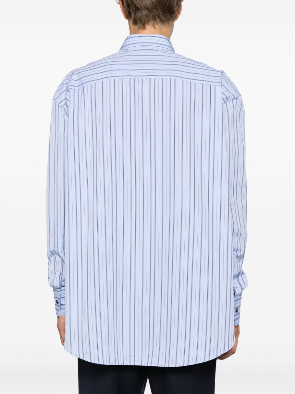 logo-embroidered striped shirt - 4