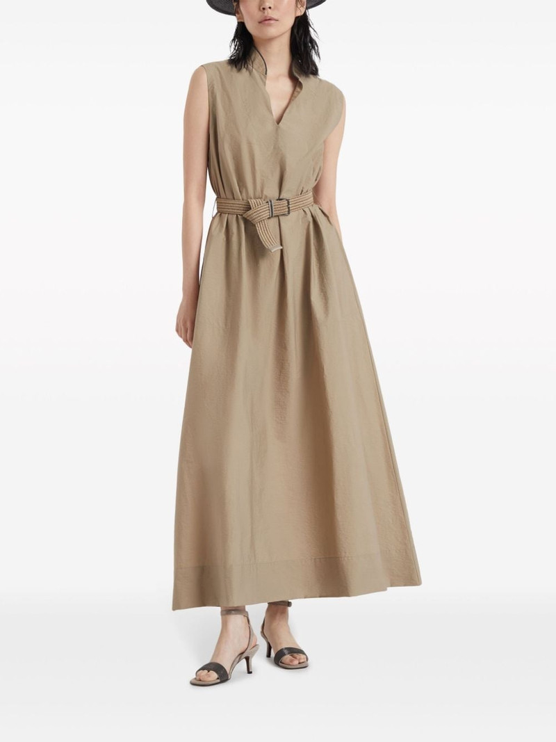 Brunello Cucinelli belted sleeveless maxi dress outlook