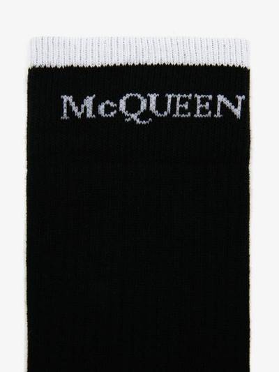 Alexander McQueen Men's Reversible Skull Logo Socks in Black/white outlook