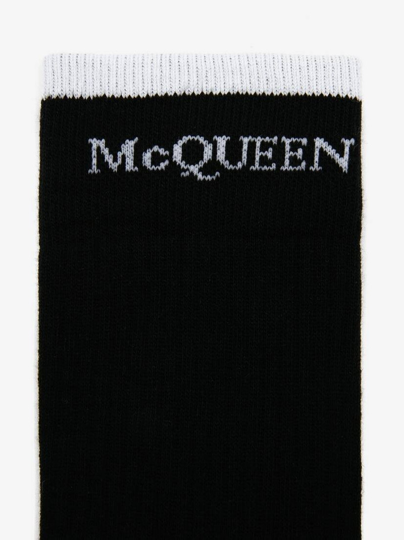 Alexander McQueen Men's Reversible Skull Logo Socks in Black/white outlook