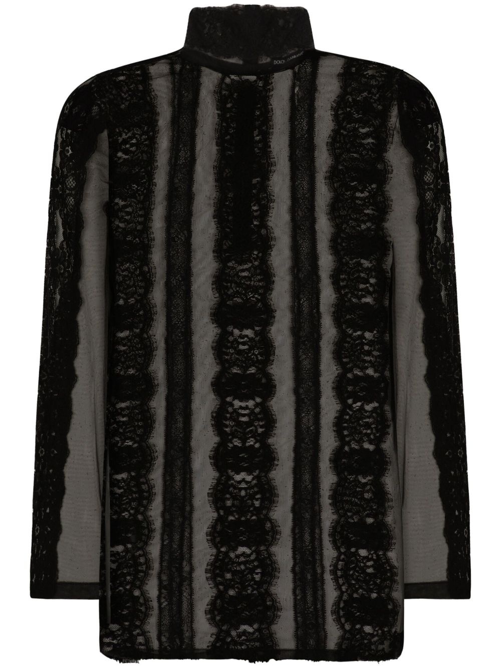 lace-detail translucent shirt - 1