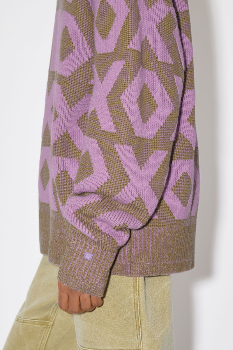 Face logo jumper - Khaki beige/smoky purple 4