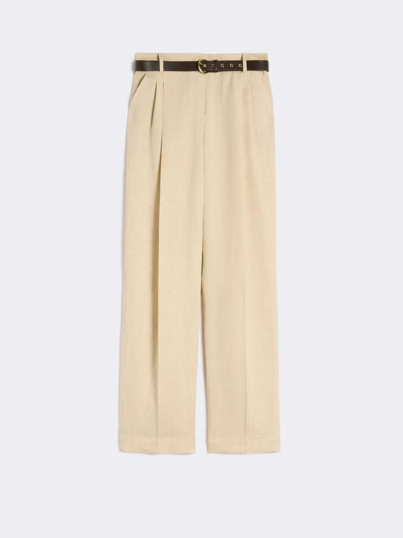 SUMERO Wide-fit linen twill trousers - COLONIAL 1
