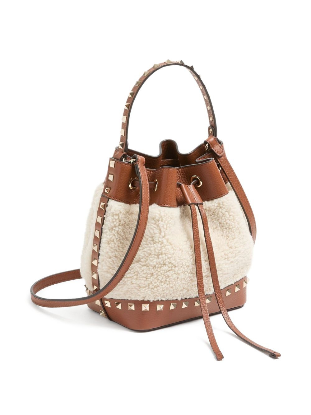 Rockstud shearling bucket bag - 5