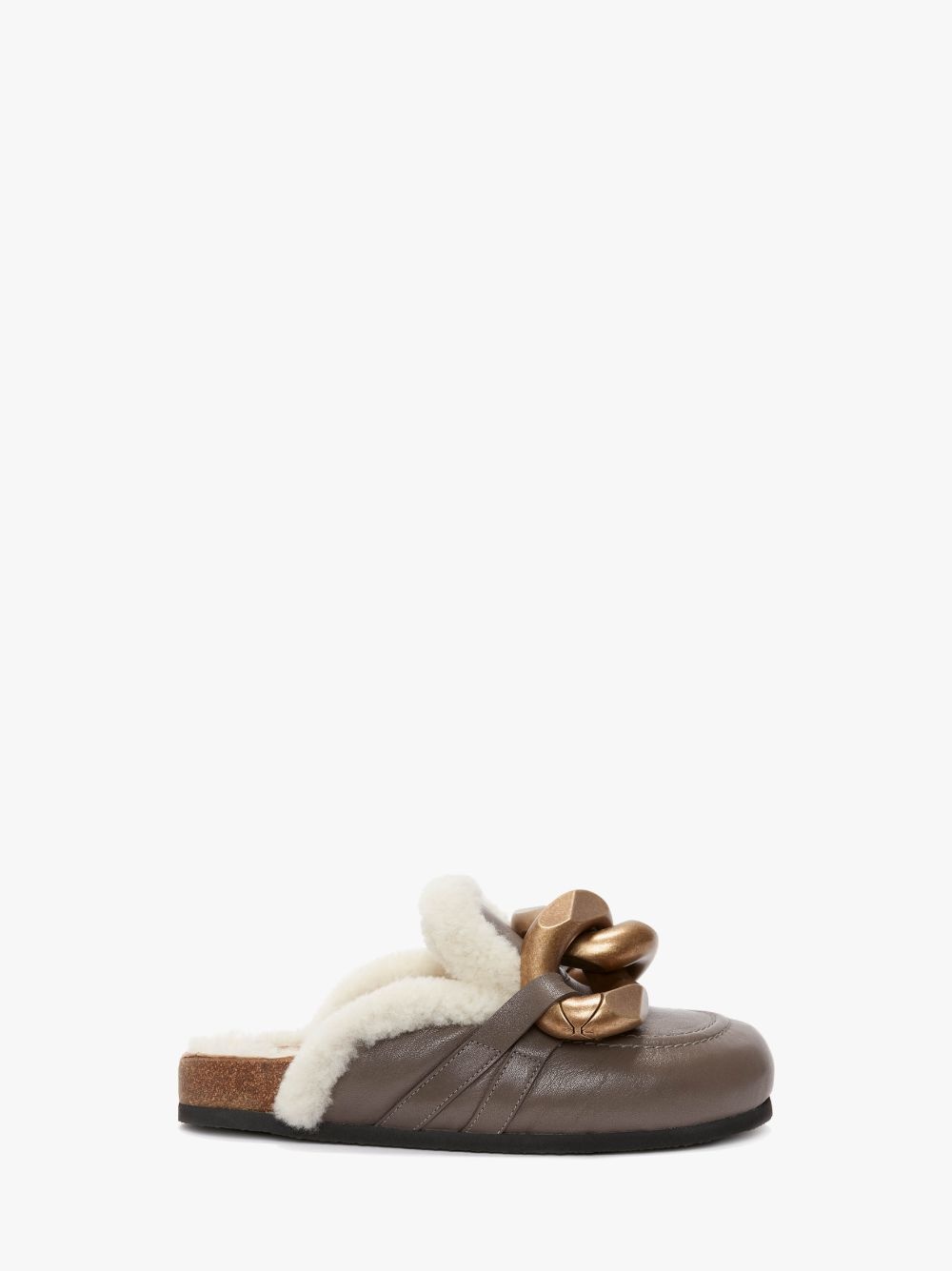 CHAIN LOAFER SHEARLING MULES - 1