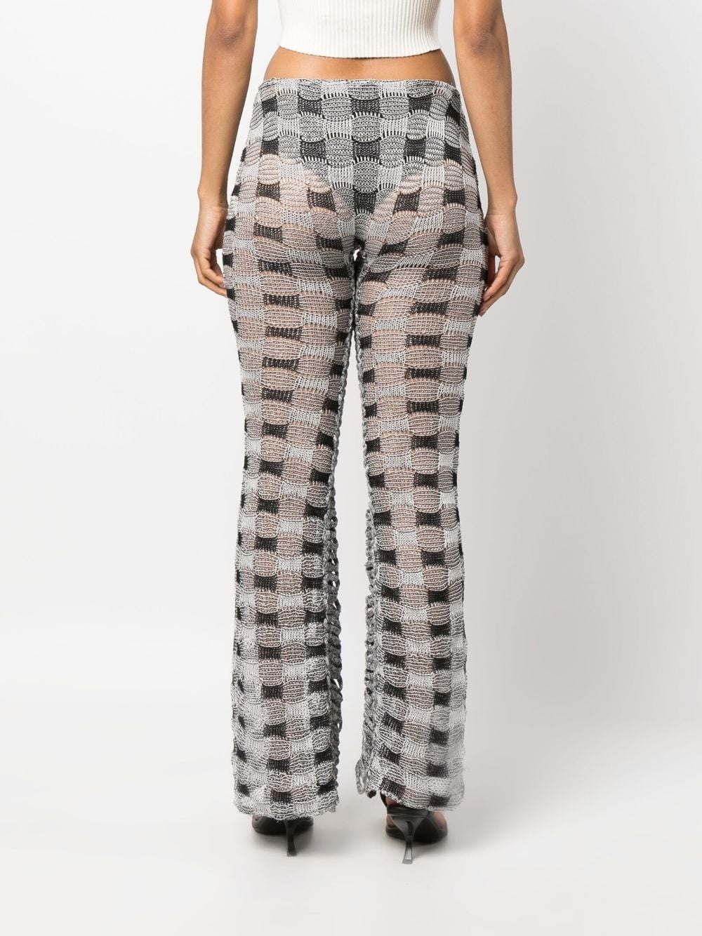 check-pattern knit trousers - 4