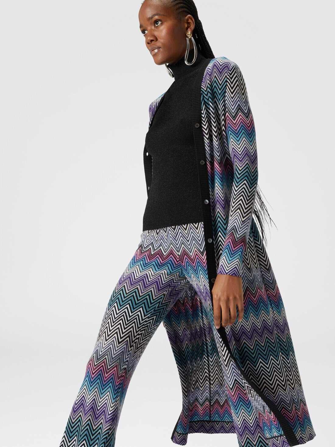 Flare zig zag wool trousers - 4