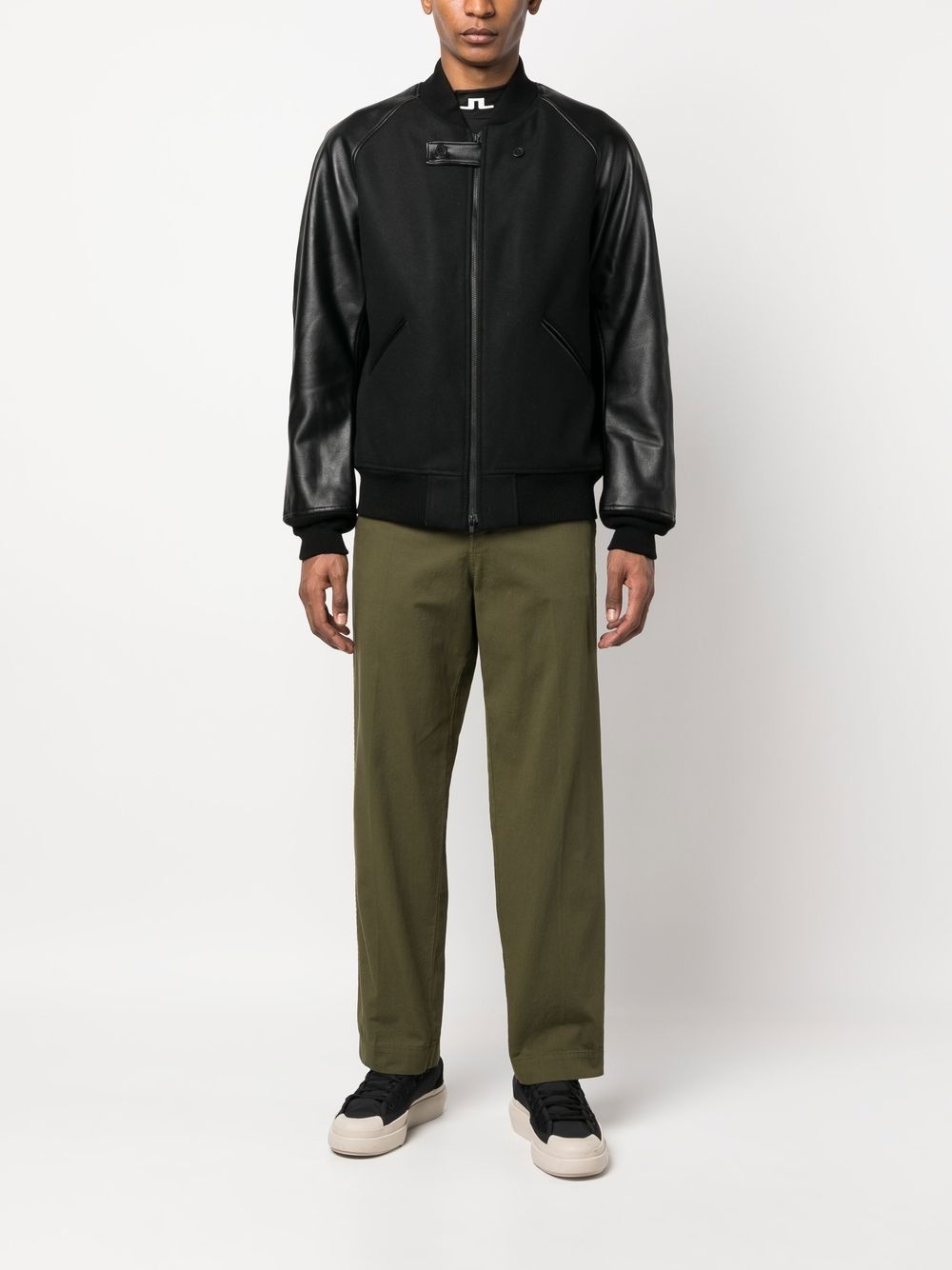 contrast-sleeves flannel bomber jacket - 2
