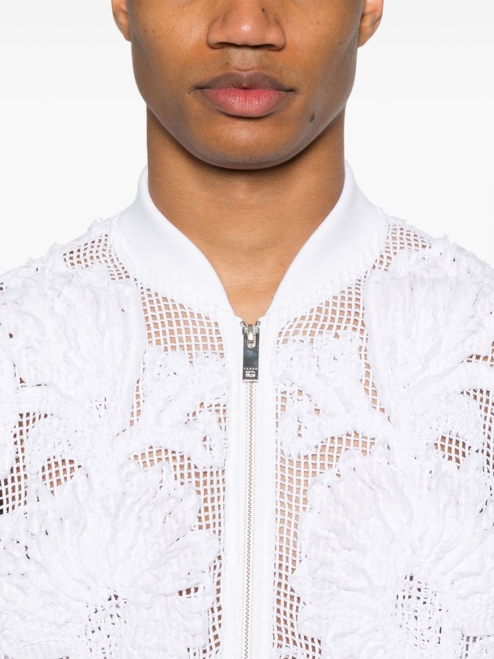 embroidered mesh bomber jacket - 5