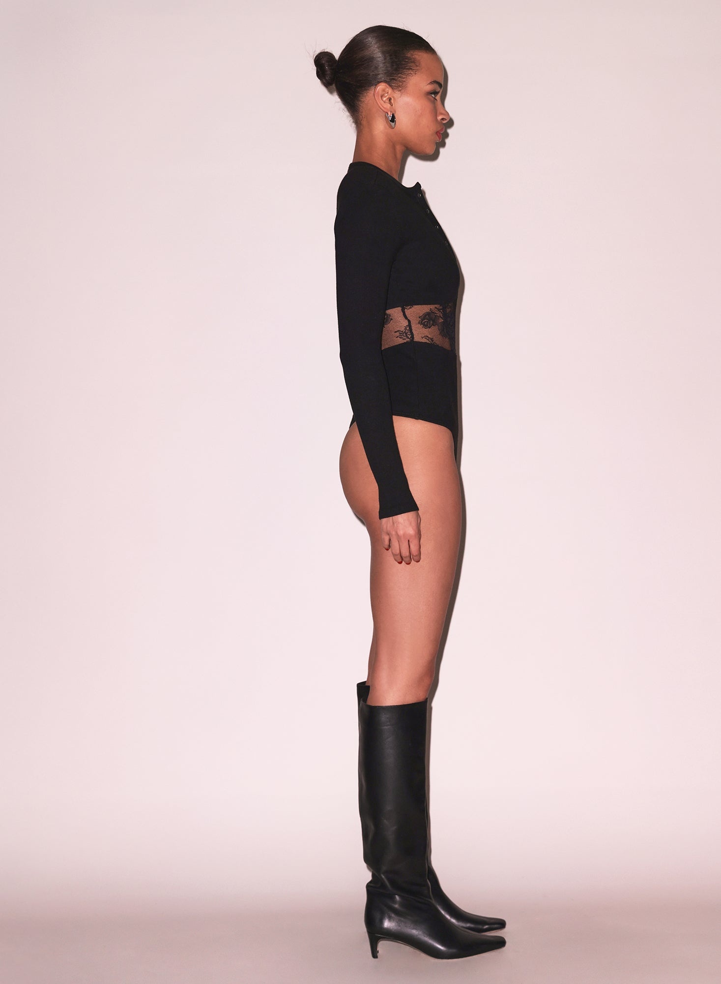 Rib & Bouquet Lace Underbust Bodysuit - 4