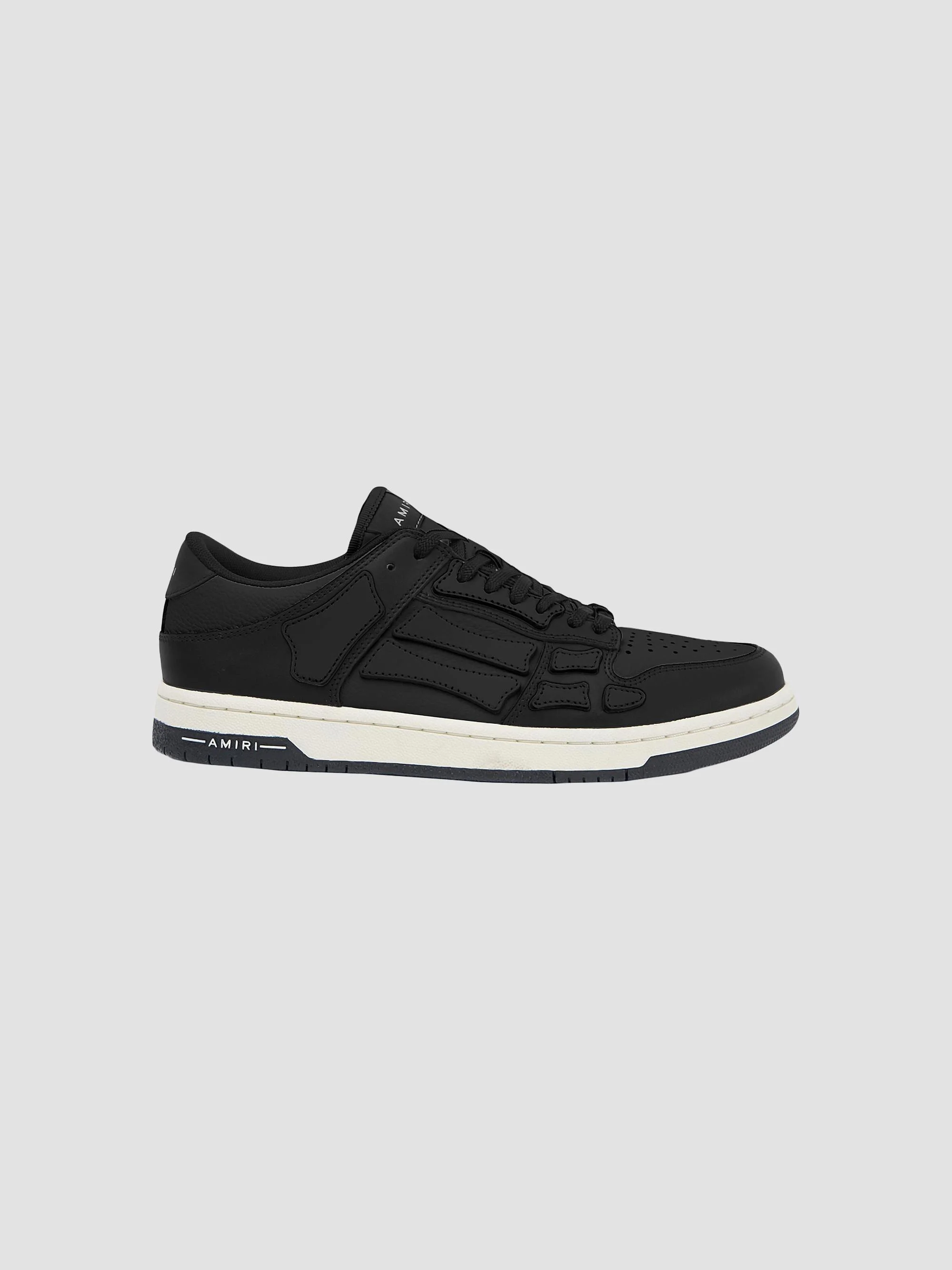 Men's Skel-Top Low Leather Sneakers - Black - 1