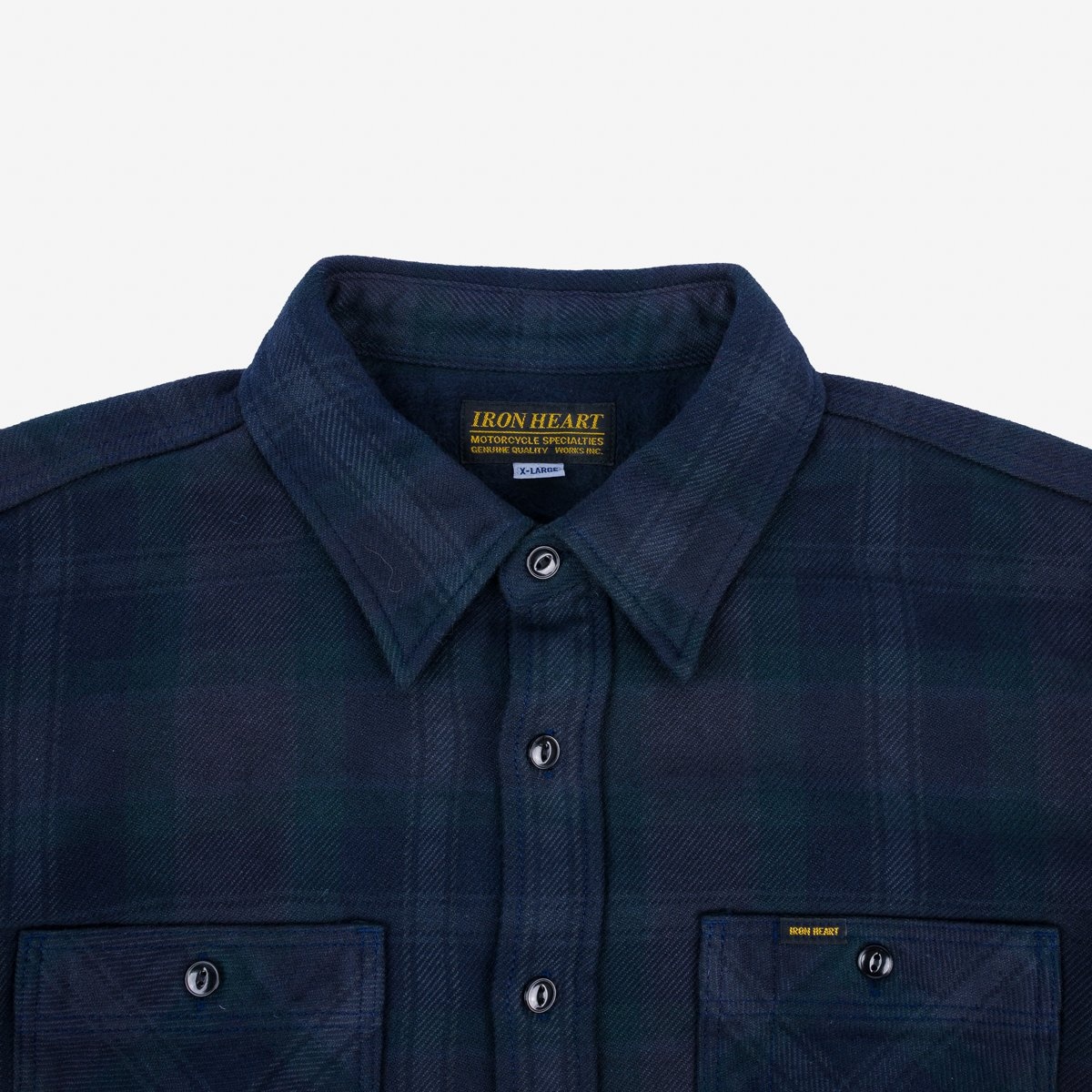 IHSH-342-OD Ultra Heavy Flannel Crazy Check Work Shirt - Navy Overdyed Black - 6