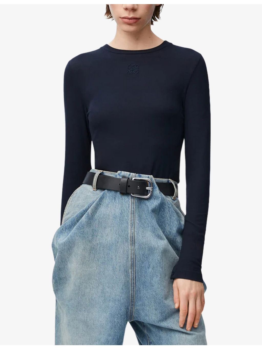 Long-Sleeve Crewneck Jersey Top - 3