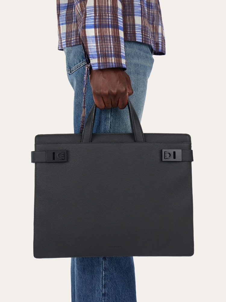 BRIEFCASE WITH GANCINI BUCKLES - 2