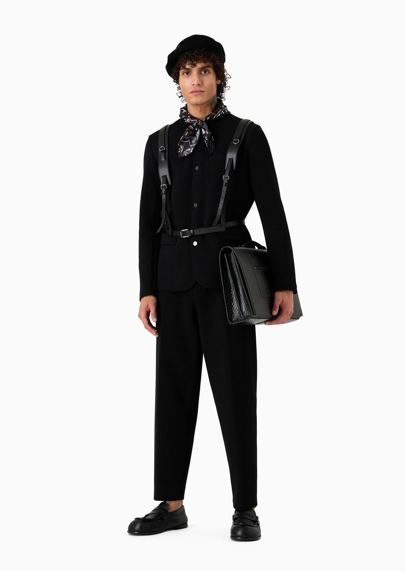 EMPORIO ARMANI Piqué jersey-fleece trousers outlook