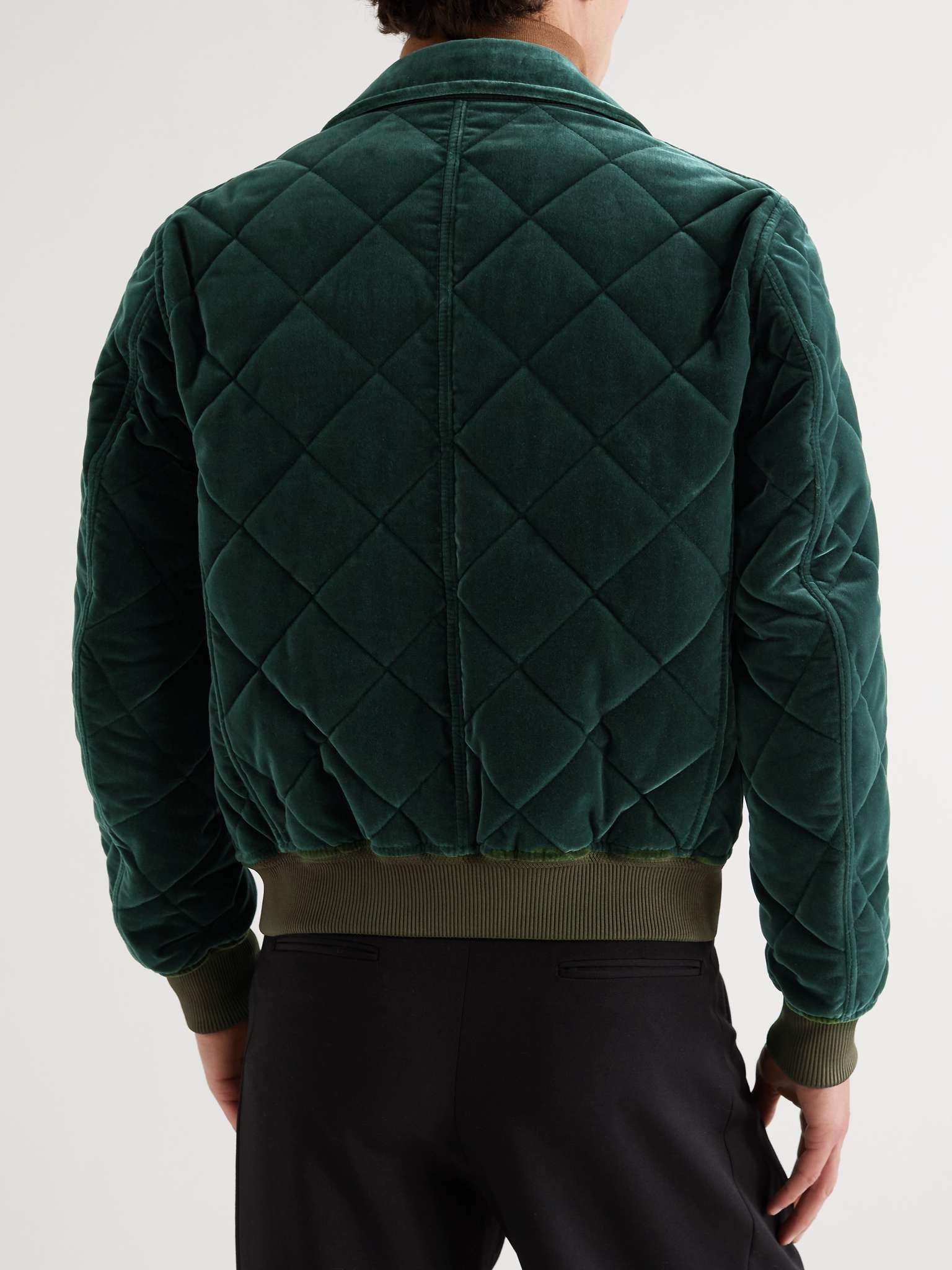 Leather-Trimmed Quilted Cotton-Velvet Blouson Jacket - 5