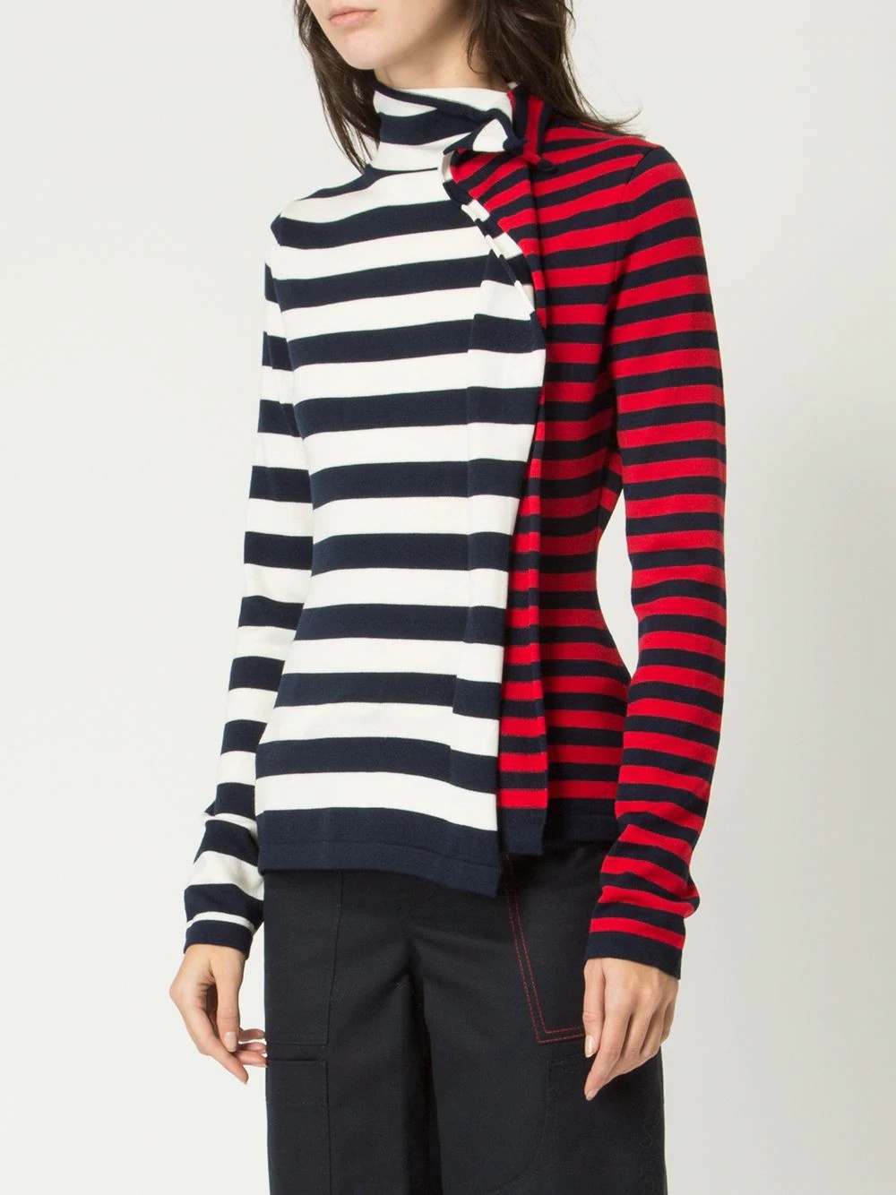 striped half & half ruffle jumper - 3