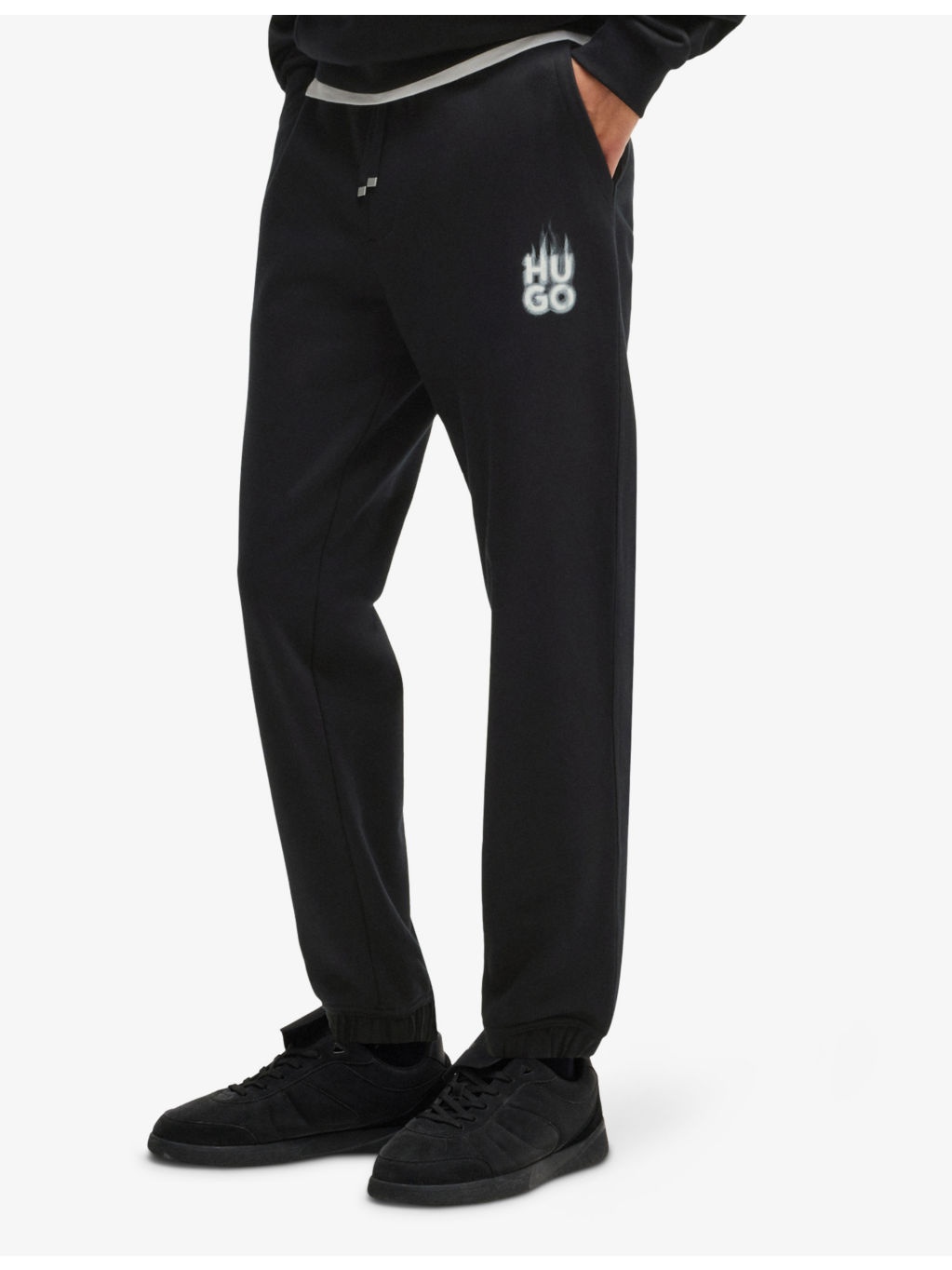 Branded-print drawstring-waist cotton-jersey jogging bottoms - 3