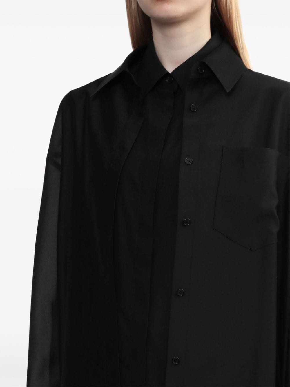 layered longline cotton shirt - 5