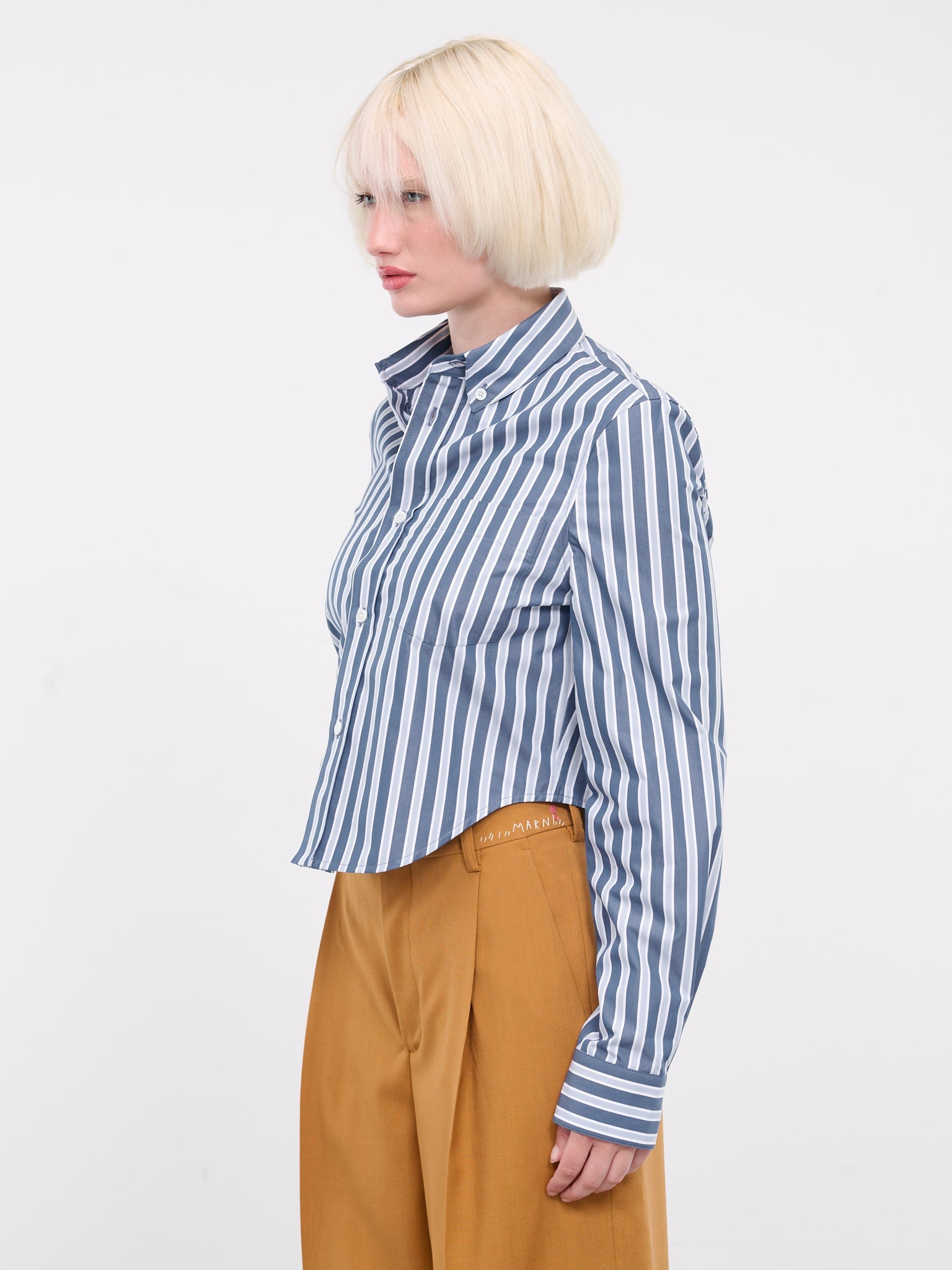 Cropped Stripe Shirt - 2