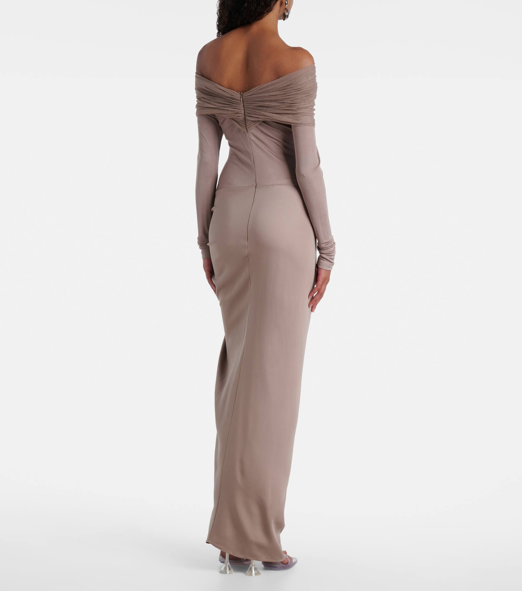 Sonora off-shoulder jersey gown - 3