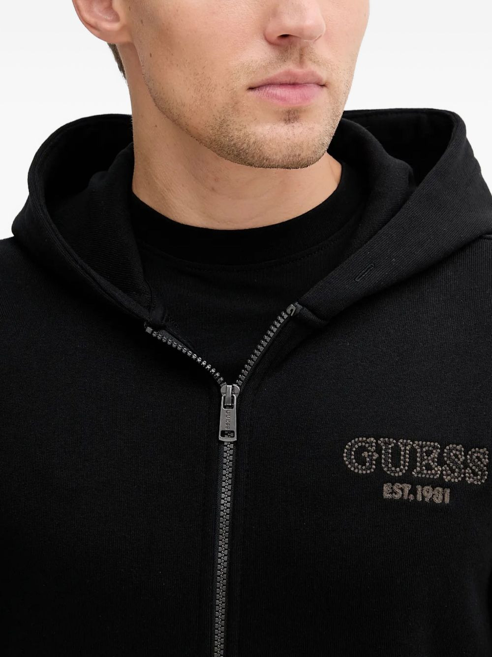 logo-detail zip-up hoodie - 3