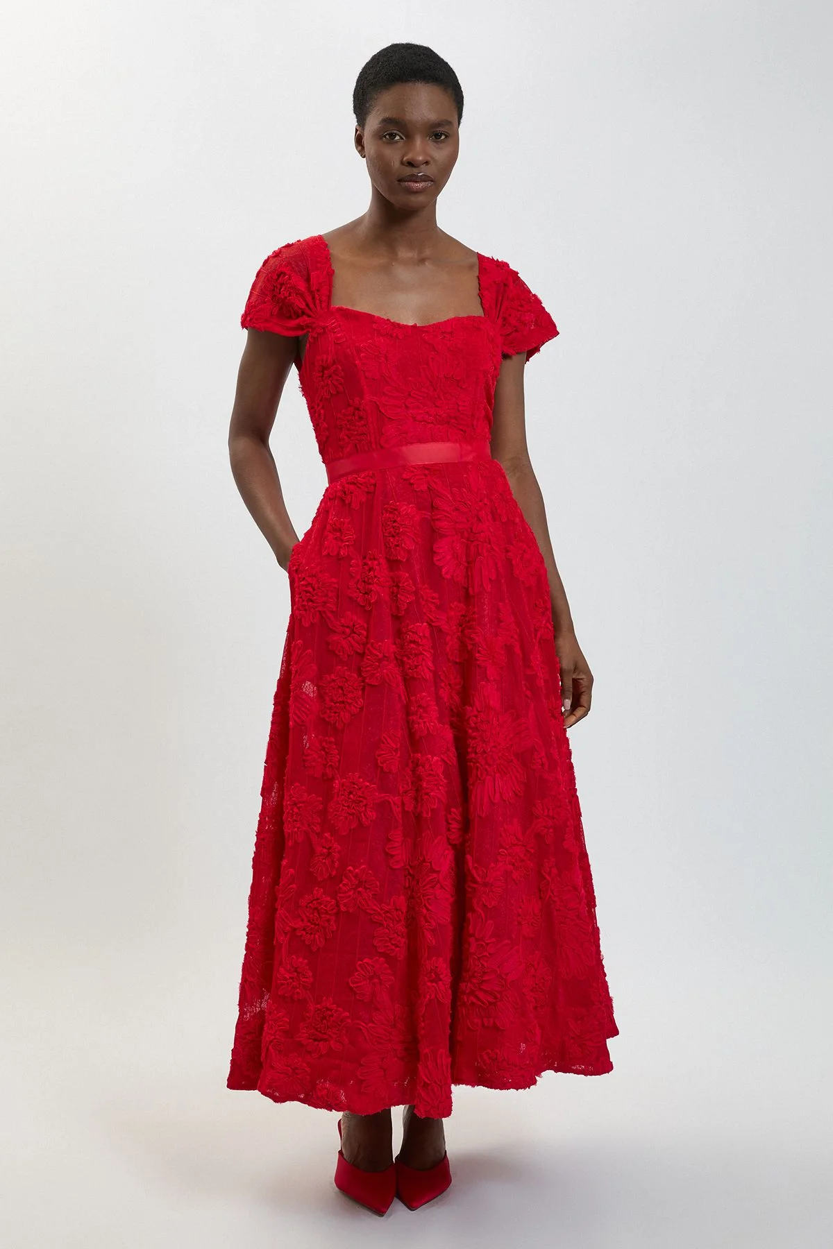 Textured Off The Shoulder Maxi Dress - 1