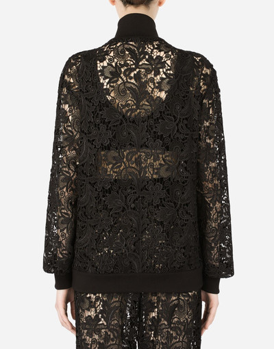 Dolce & Gabbana Macramé zip-up sweatshirt with crystal DG embellishment outlook