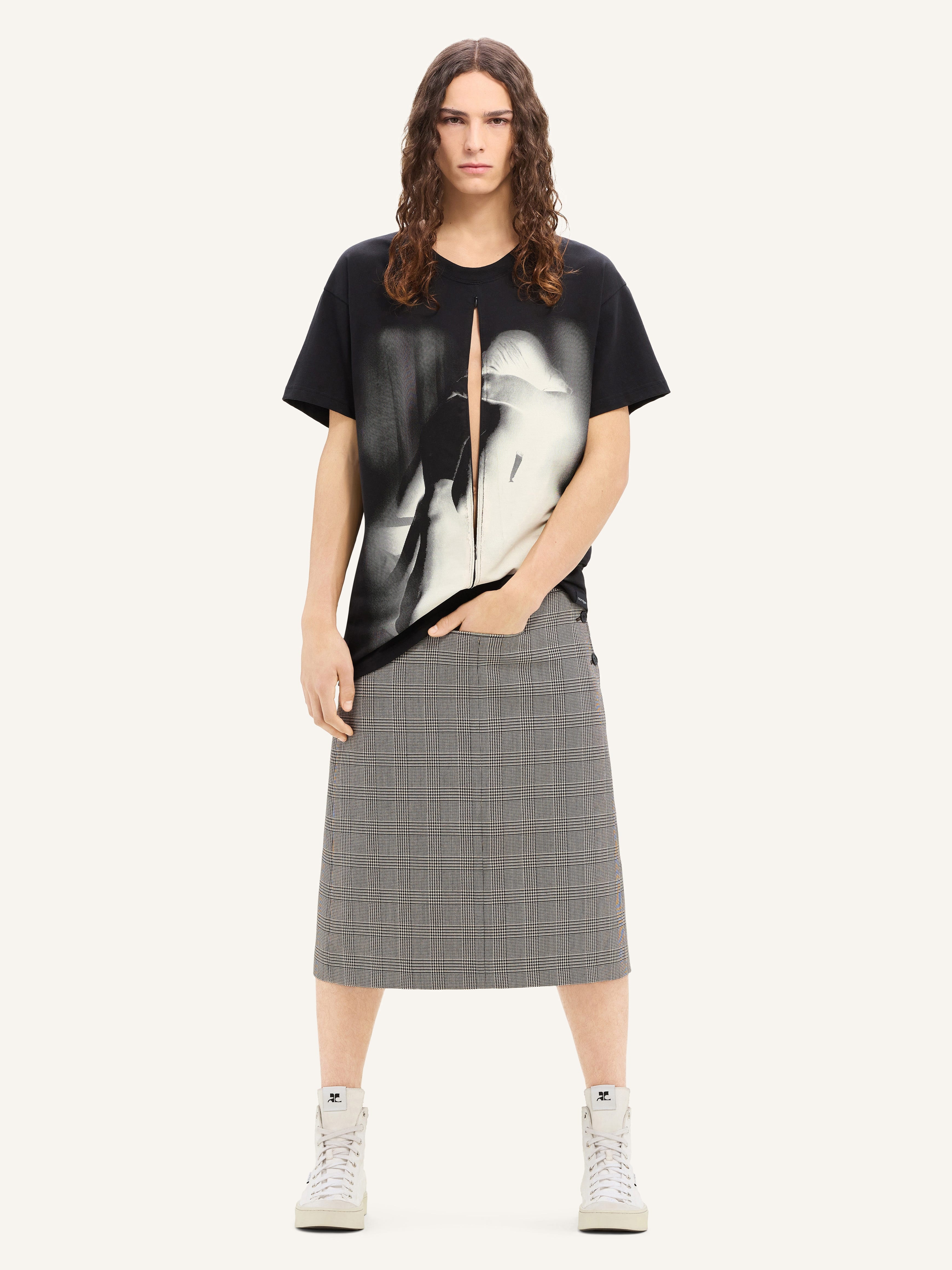 SINGLE FRONT POCKET PRINCE OF WALES SKIRT - 2
