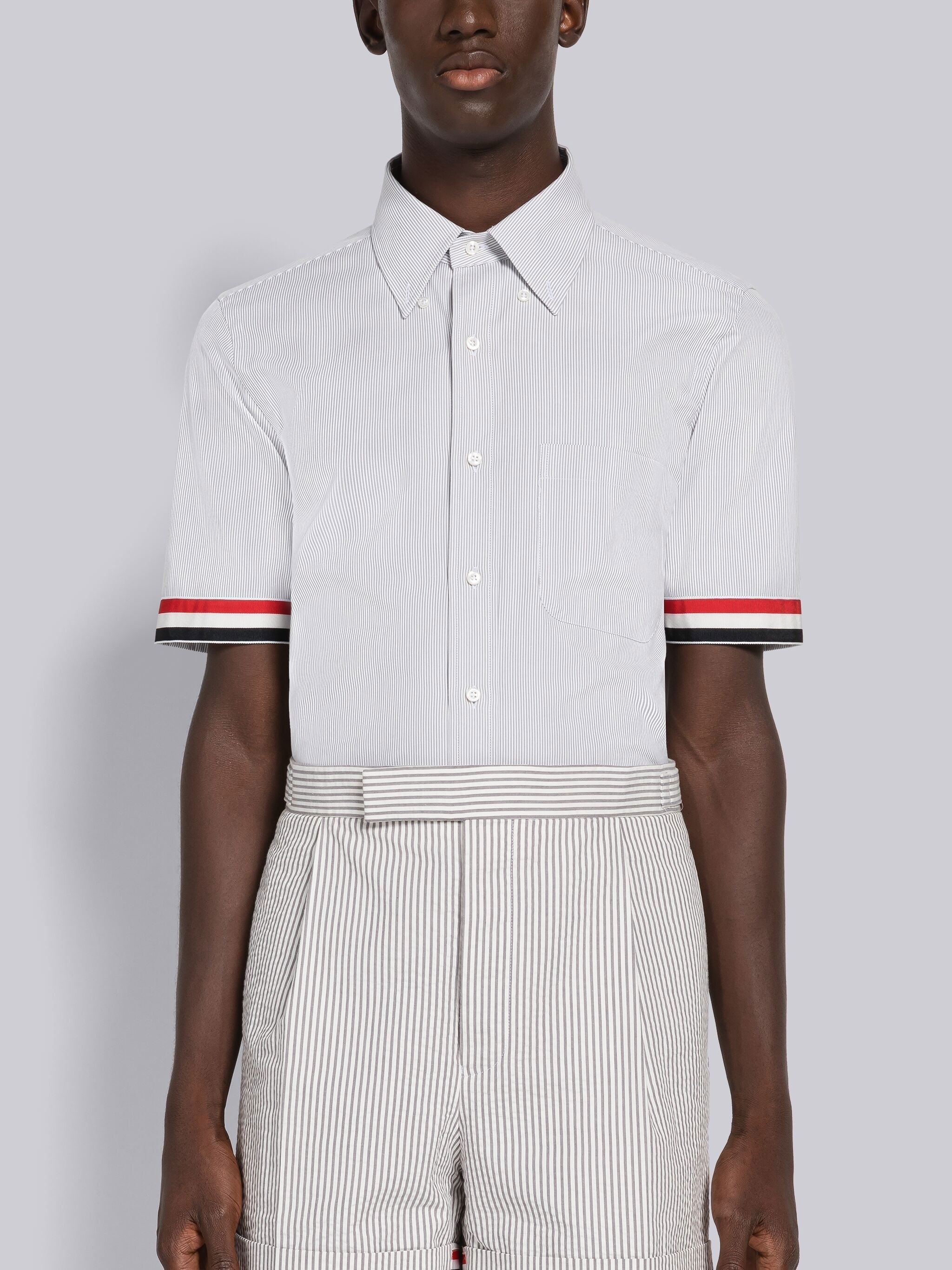 Pincord Armband Short Sleeve Shirt - 1