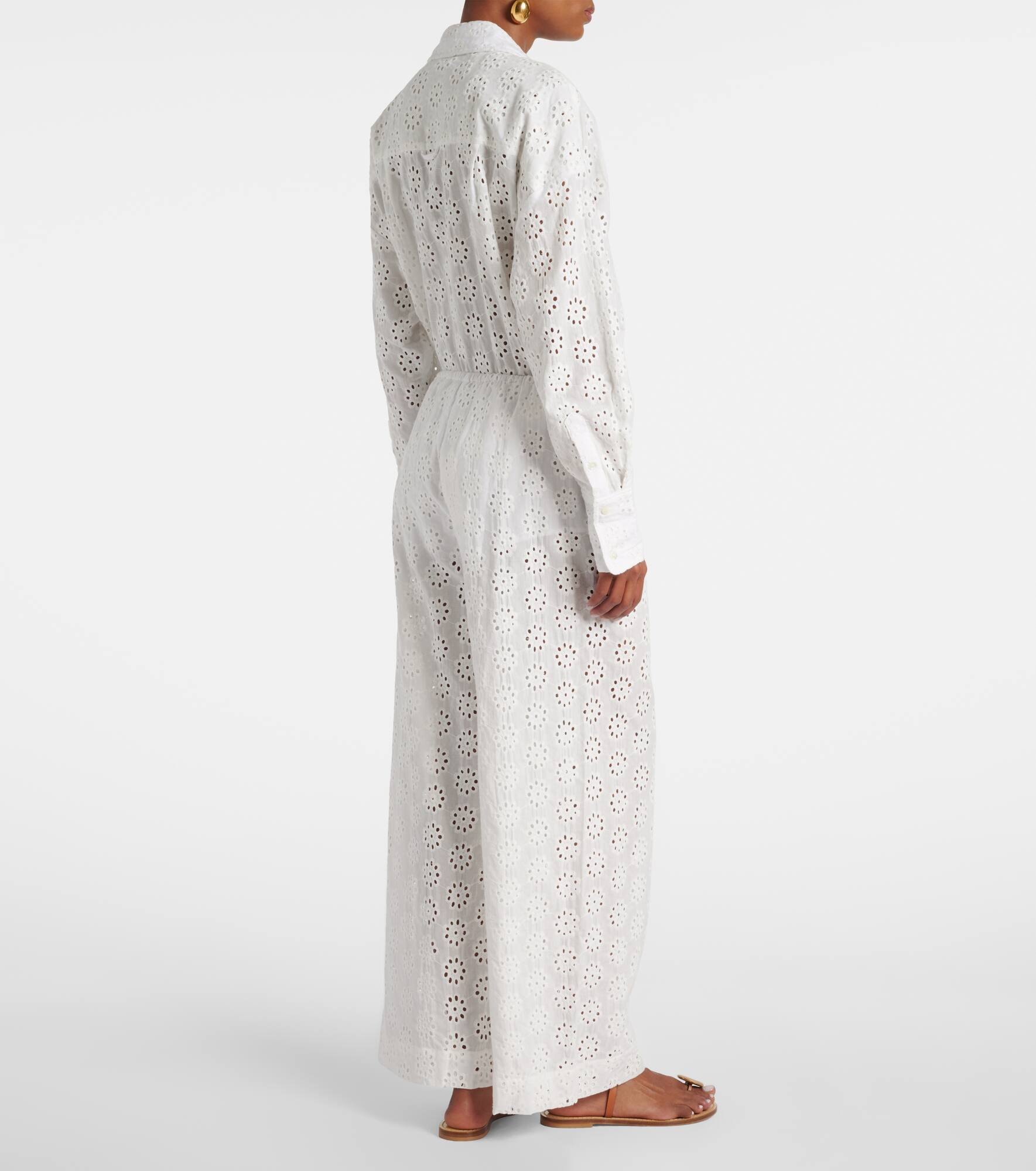 Bonfire eyelet cotton wide-leg pants - 3