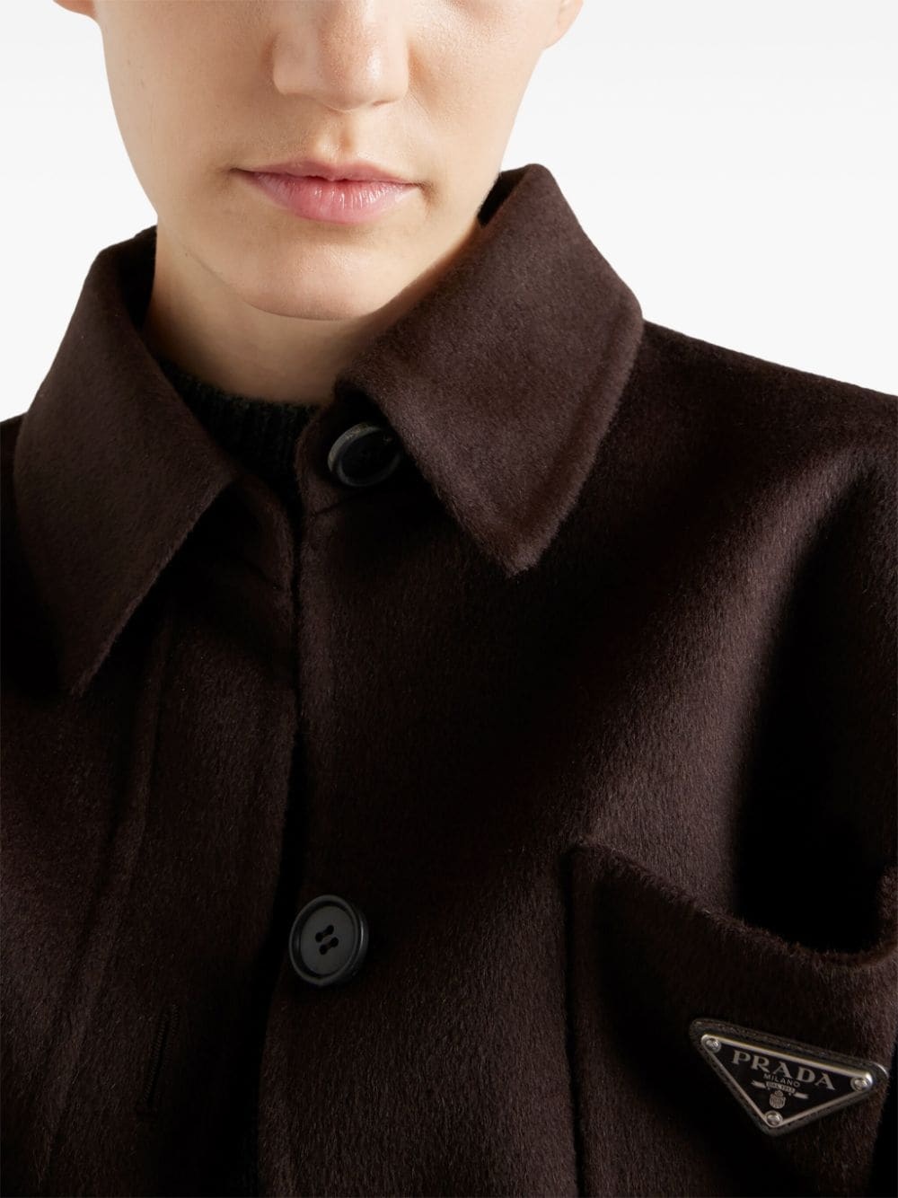 enamel-logo wool jacket - 6