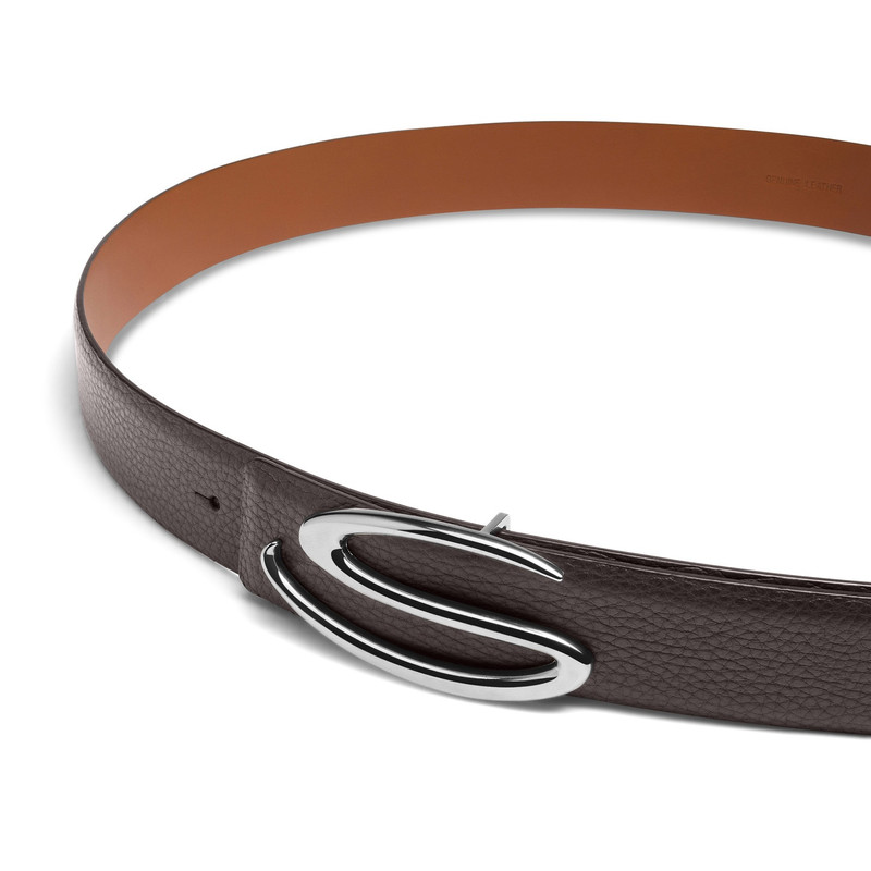 Santoni Dark brown tumbled leather belt strap outlook
