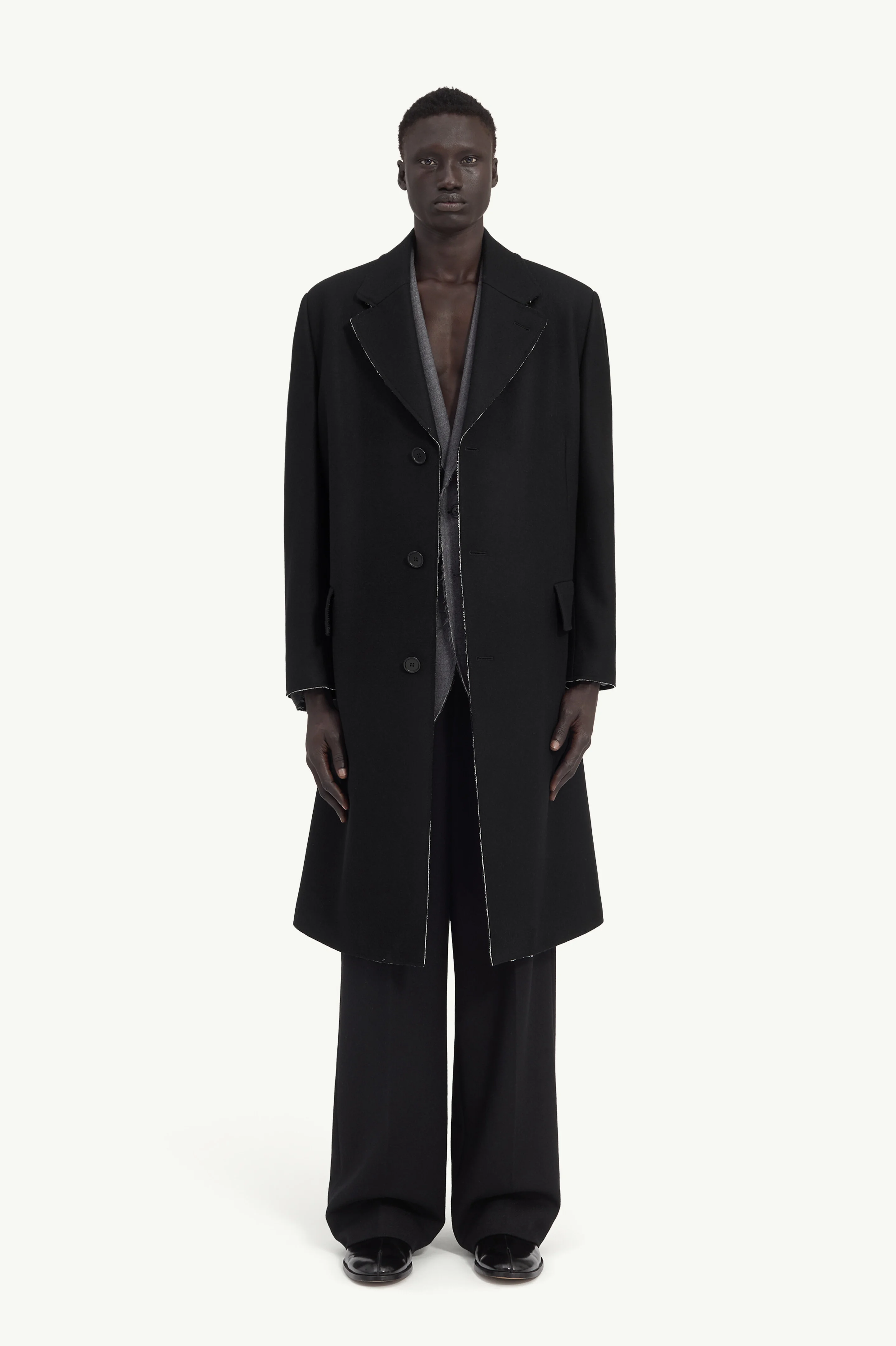 Wool felt single-breasted coat - 1