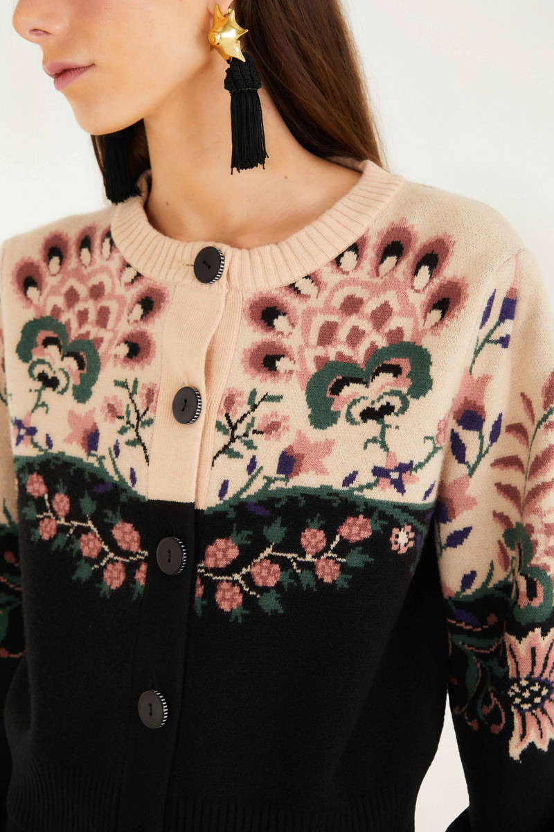 FARM RIO Belle Garden Mixed Knit Cardigan outlook