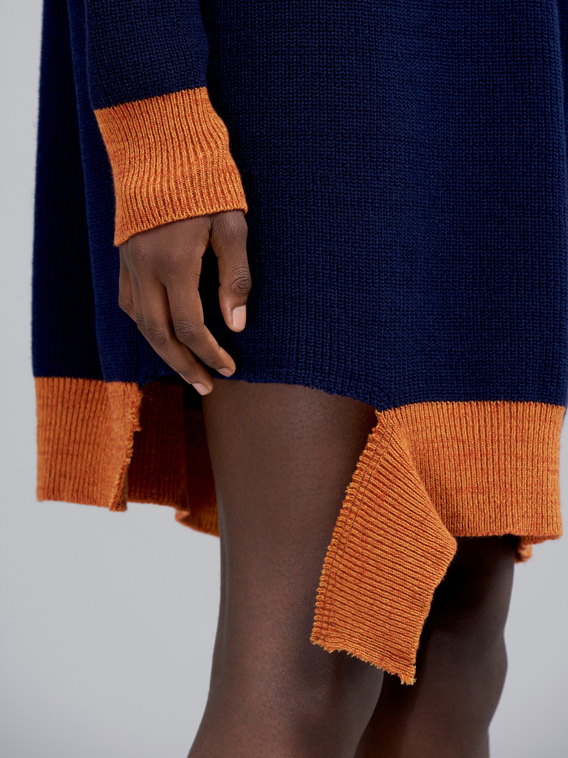 RIBBED BIO COTTON AND WOOL KNIT DRESS - 5