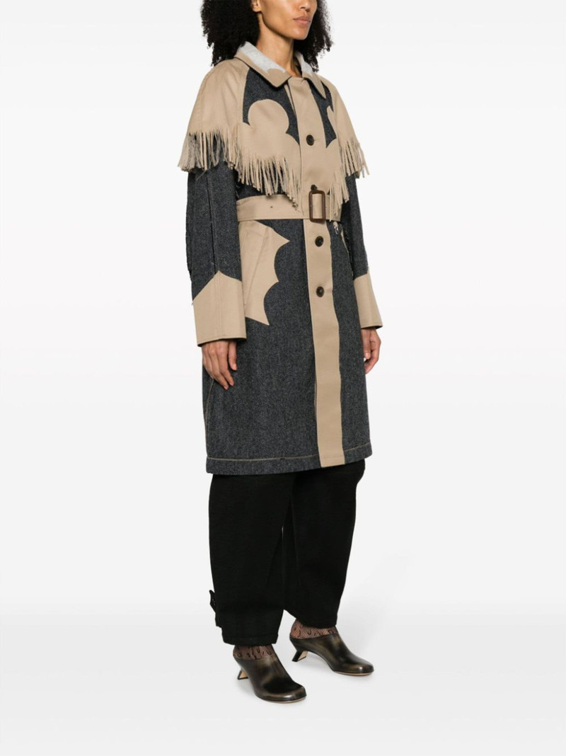 fringed panelled single-breasted coat 3