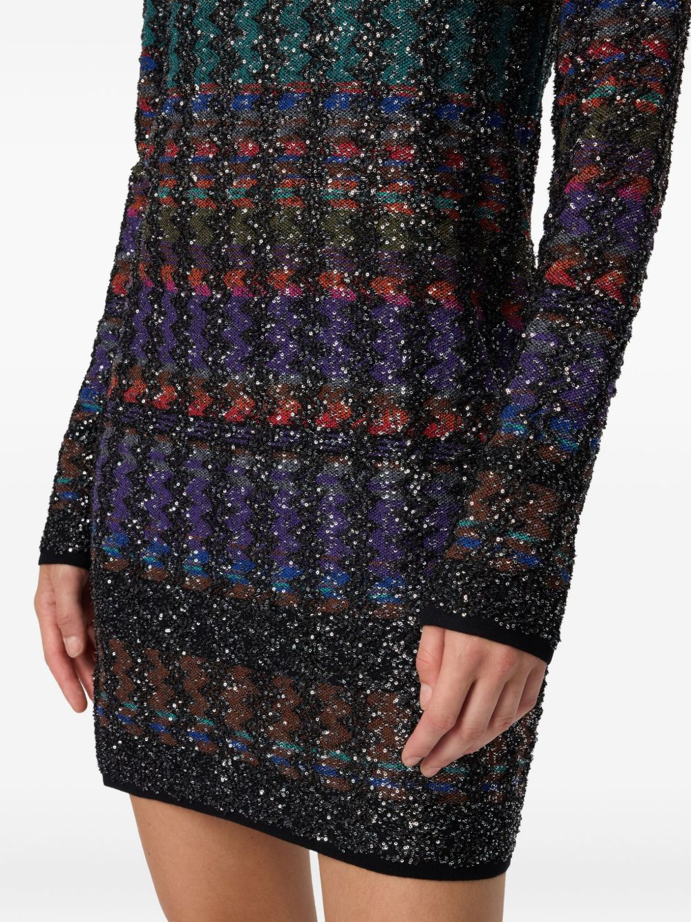 sequin-embellished patterned mini dress - 4