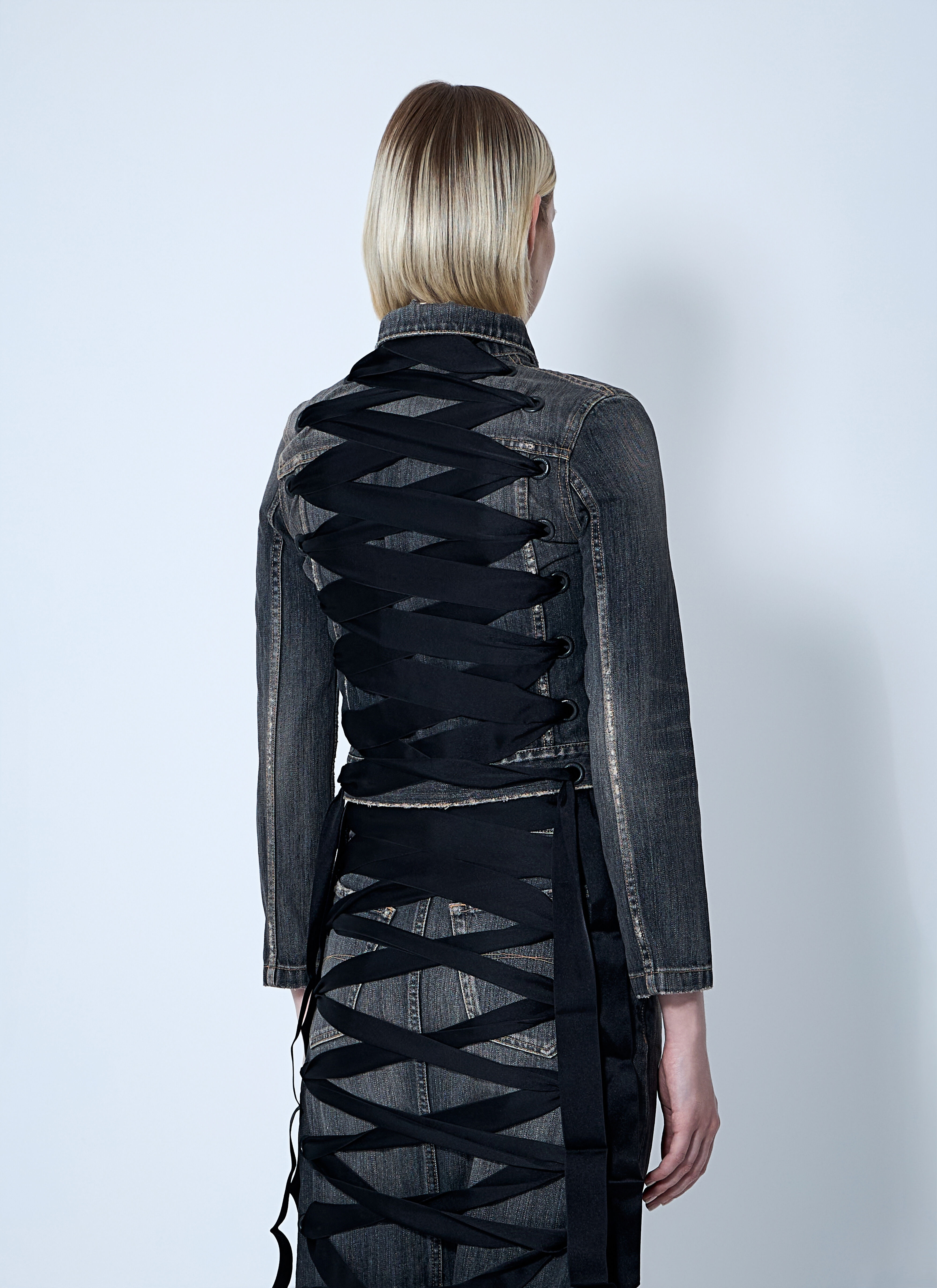 Lace-Up Denim Jacket - 4