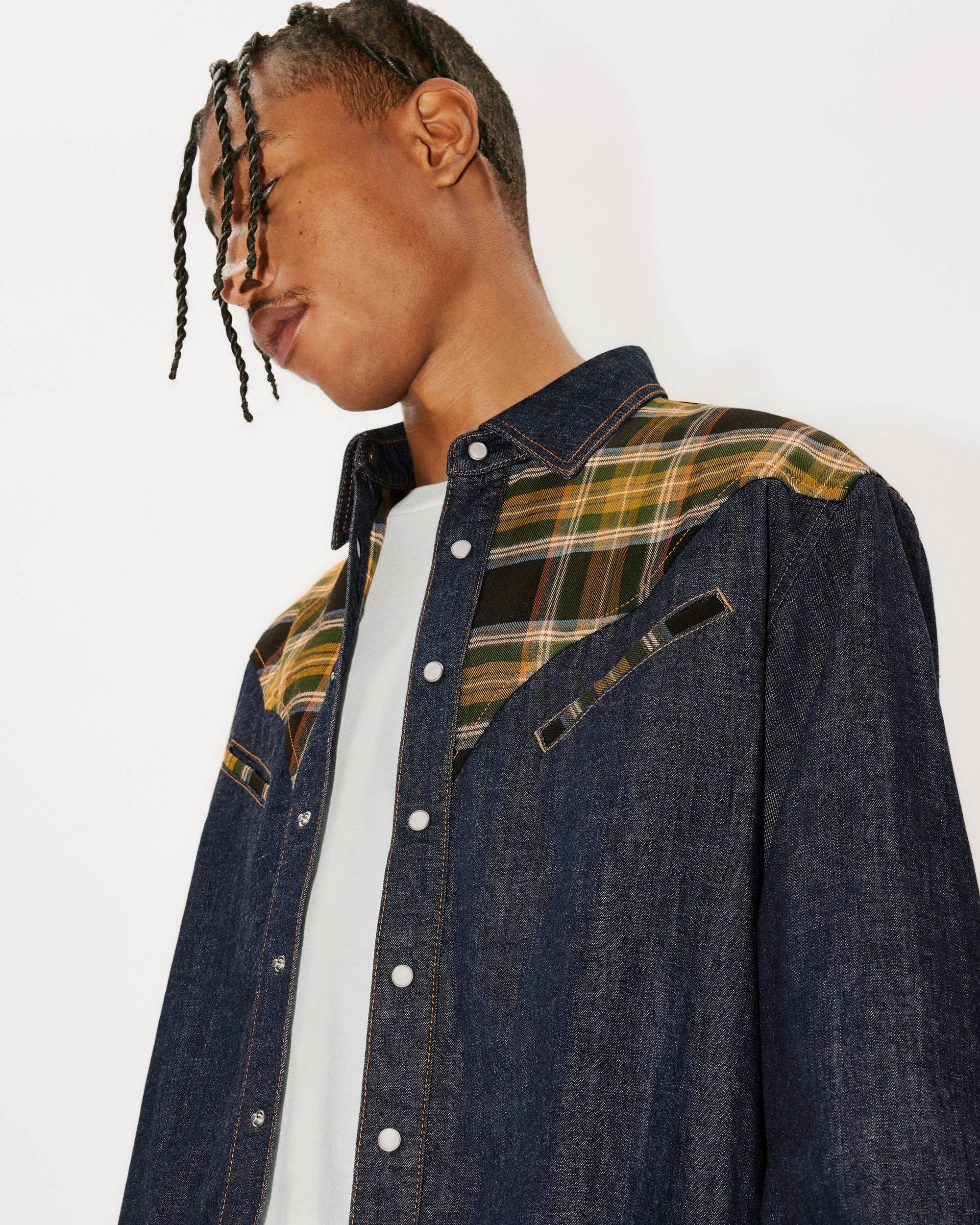 Checked denim cowboy shirt - 7