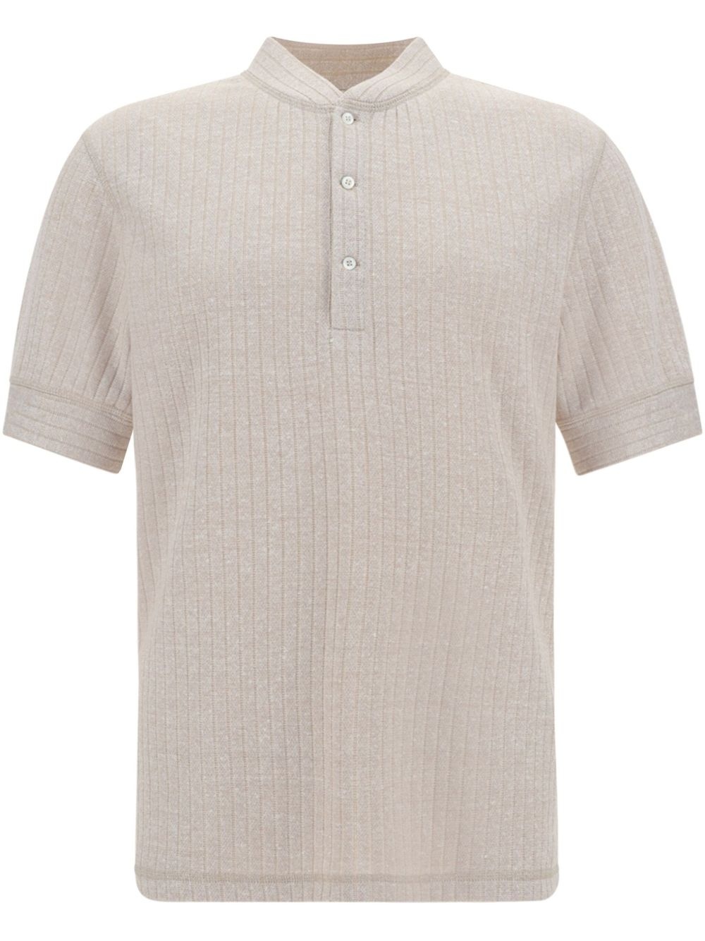 ribbed-knit polo shirt - 1