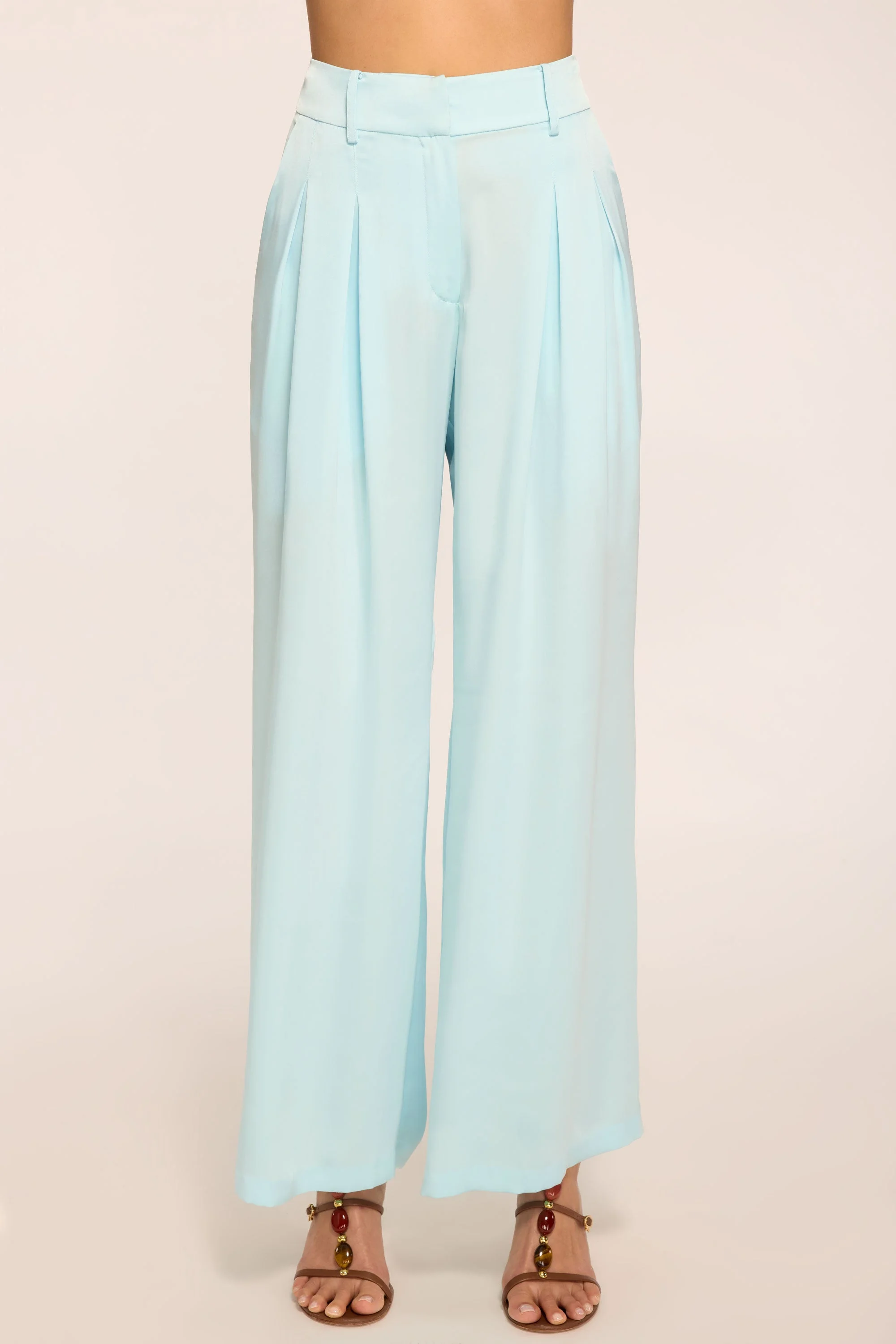 Oscar Pleated Wide Leg Pant | BLUE BREEZE - 1