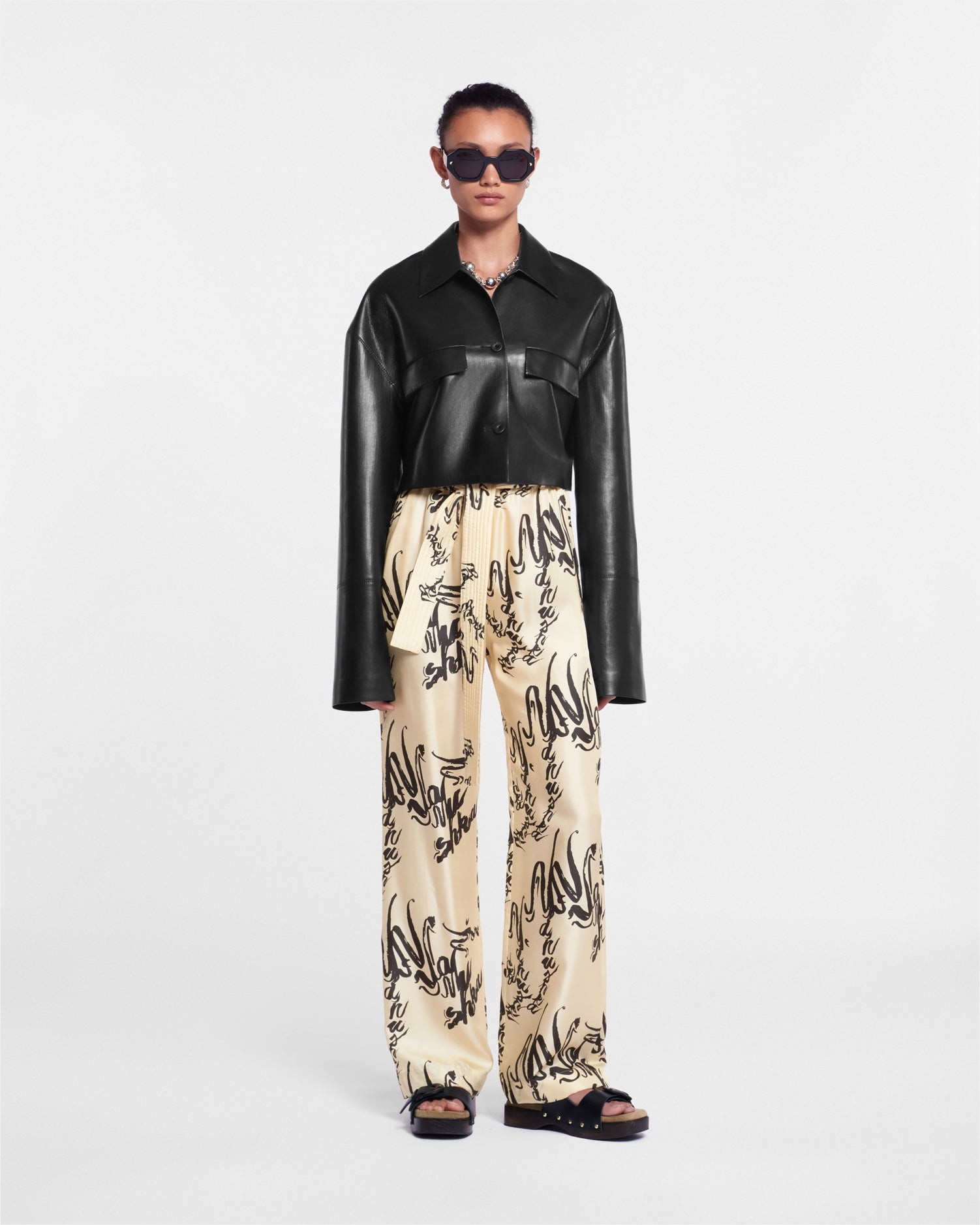 Printed Silk-Twill Pants - 2