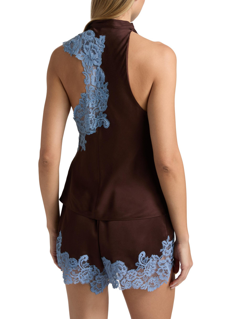 Women's Rose Lace-Trim Satin Top - Ganache French Blue 5