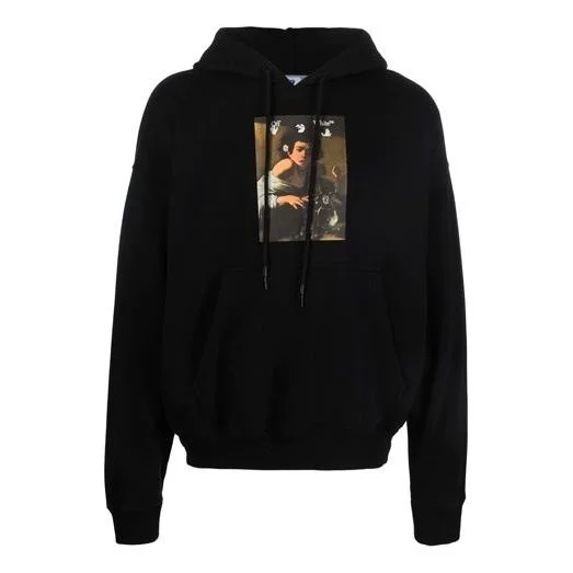 OFF-WHITE Caravaggio Boy Bitten By A Lizard Hoodie Black - 1